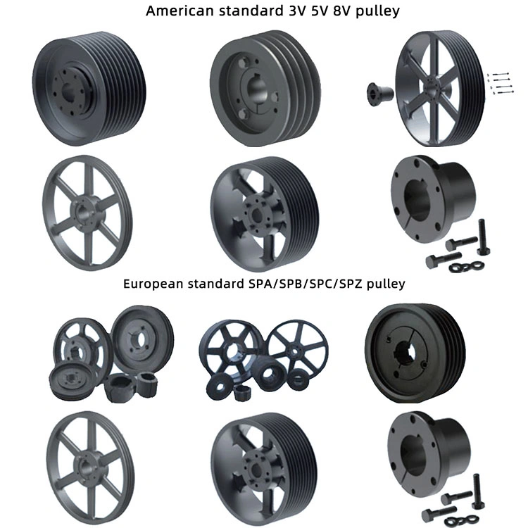 Grooved Sheave Wheel Aluminum Plastic Taper Lock Bush Idler Flat Poly V Belt Adjustable Crankshaft Alternator Tension Agricultural Synchronous Timing Pulley