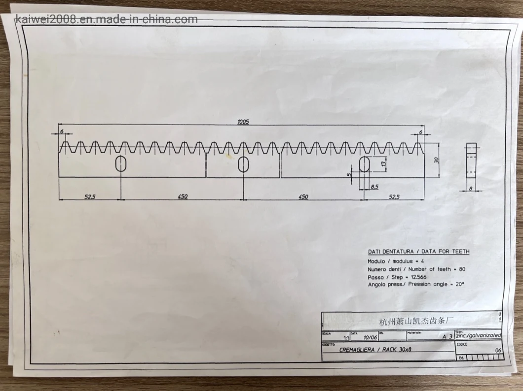 CNC M4 20X20X1998 Sliding Gate Gear Rack